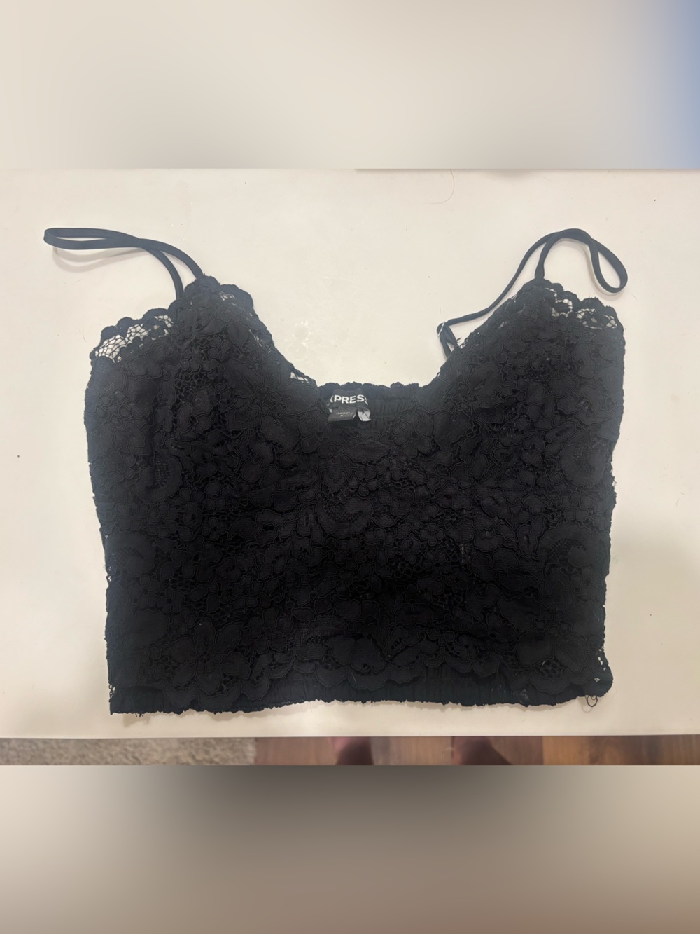 Express Black Lace Cropped Tank Top